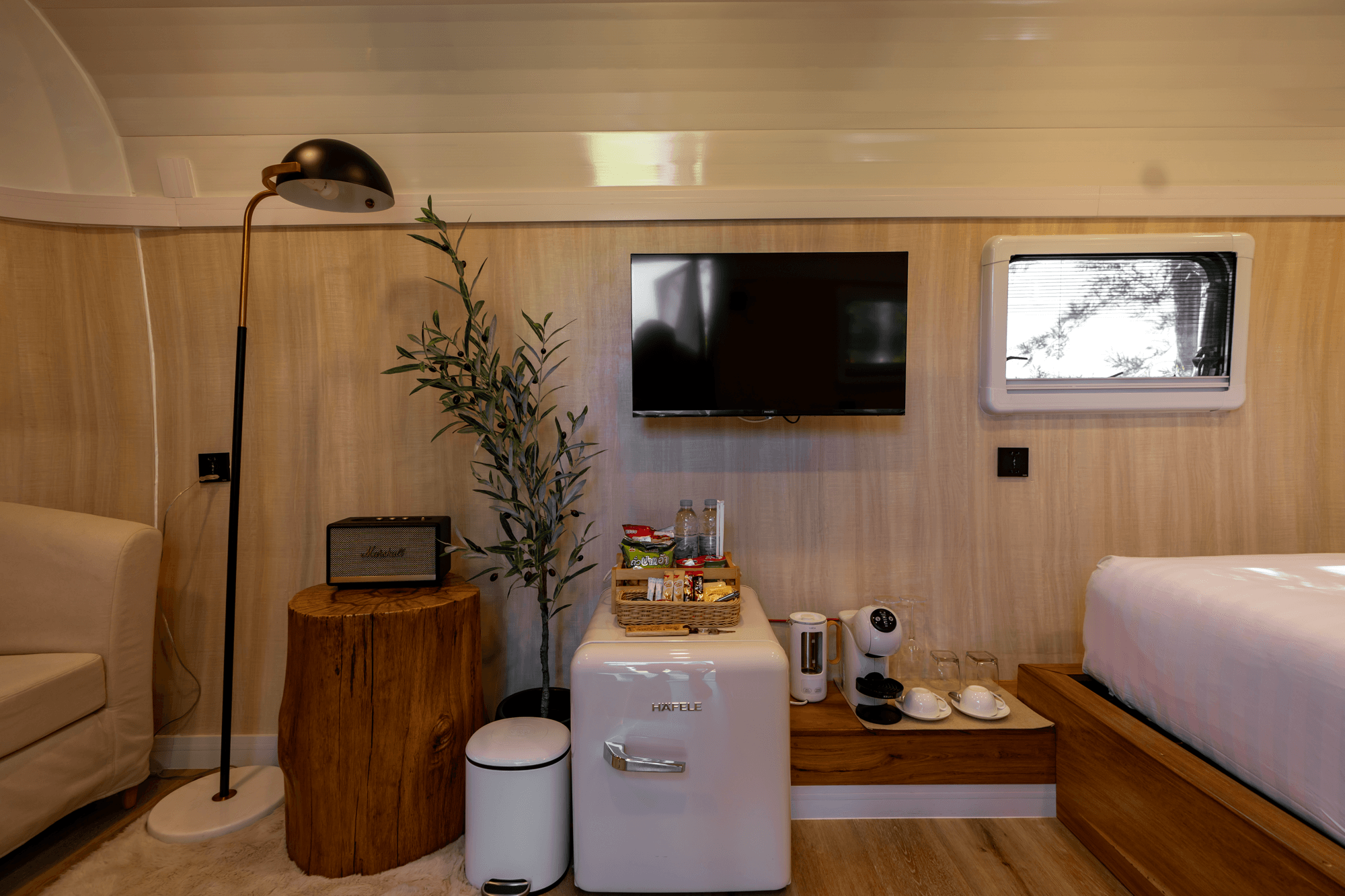 Marshall speaker corner inside the Camper Van