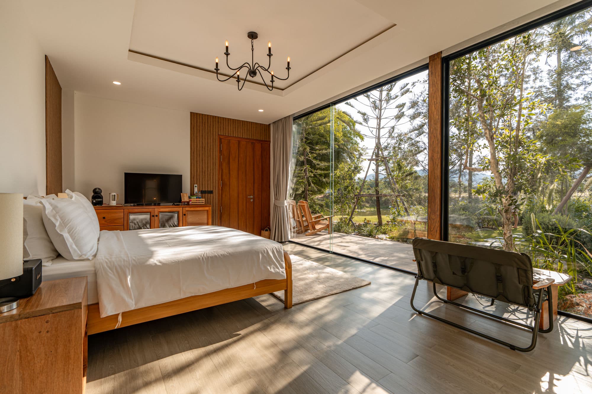 Glass villa bedroom