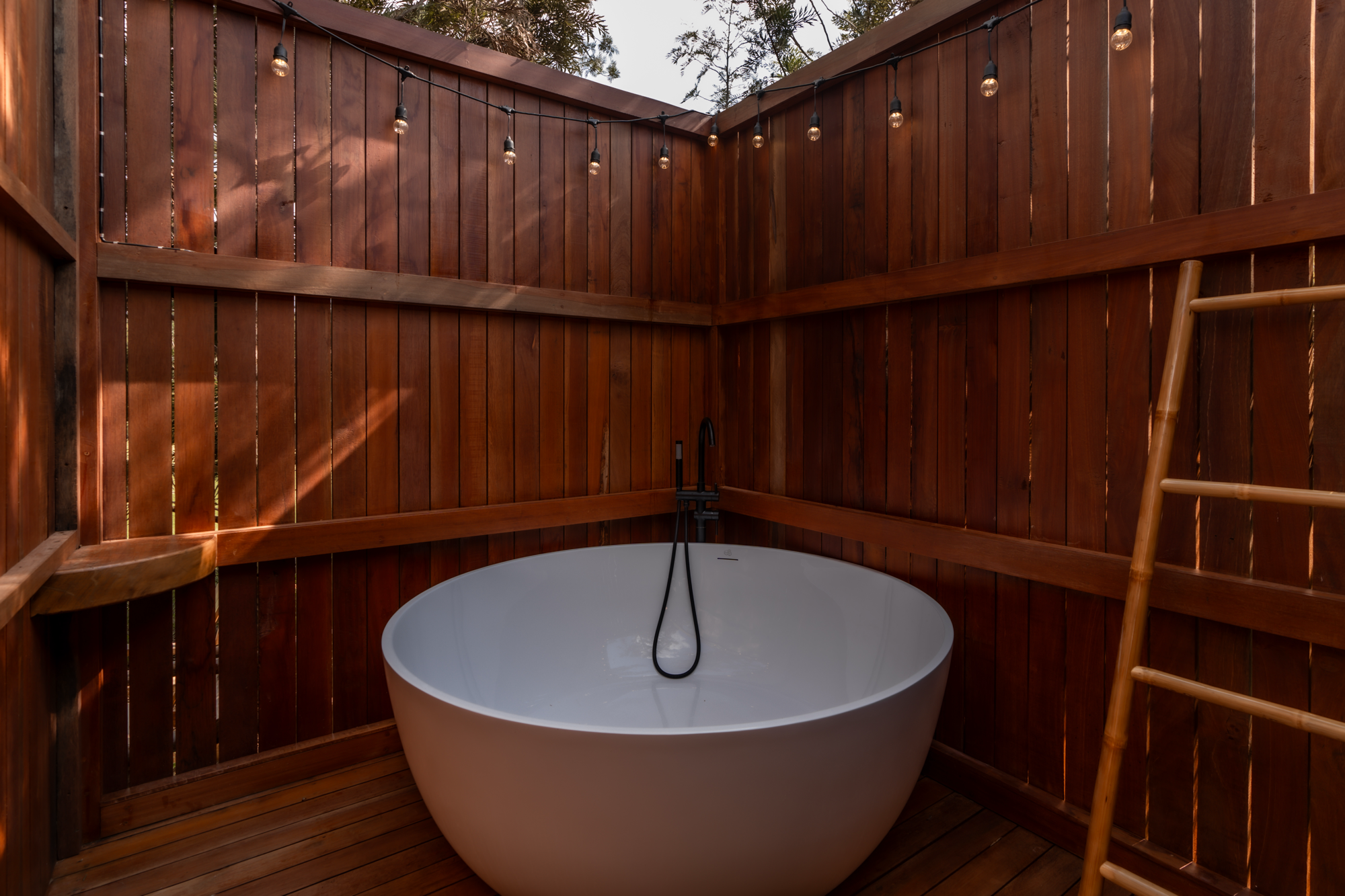 Outdoor cedar soaking tub