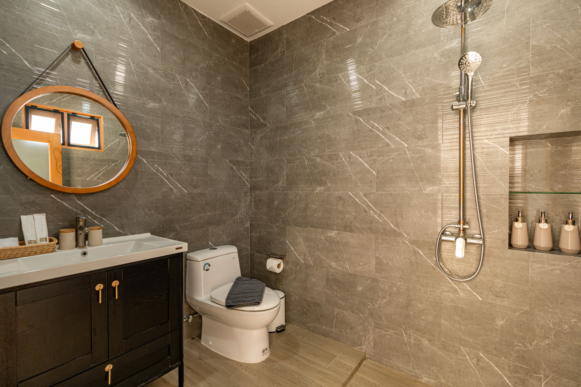 Marble bathroom with shower