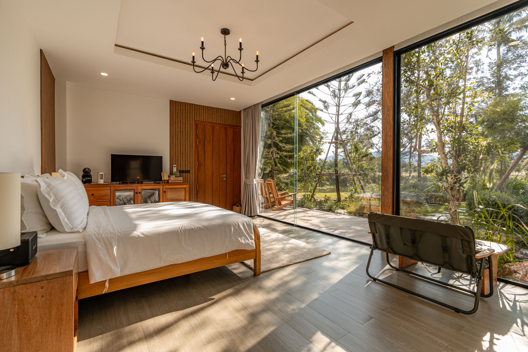 Glass villa bedroom