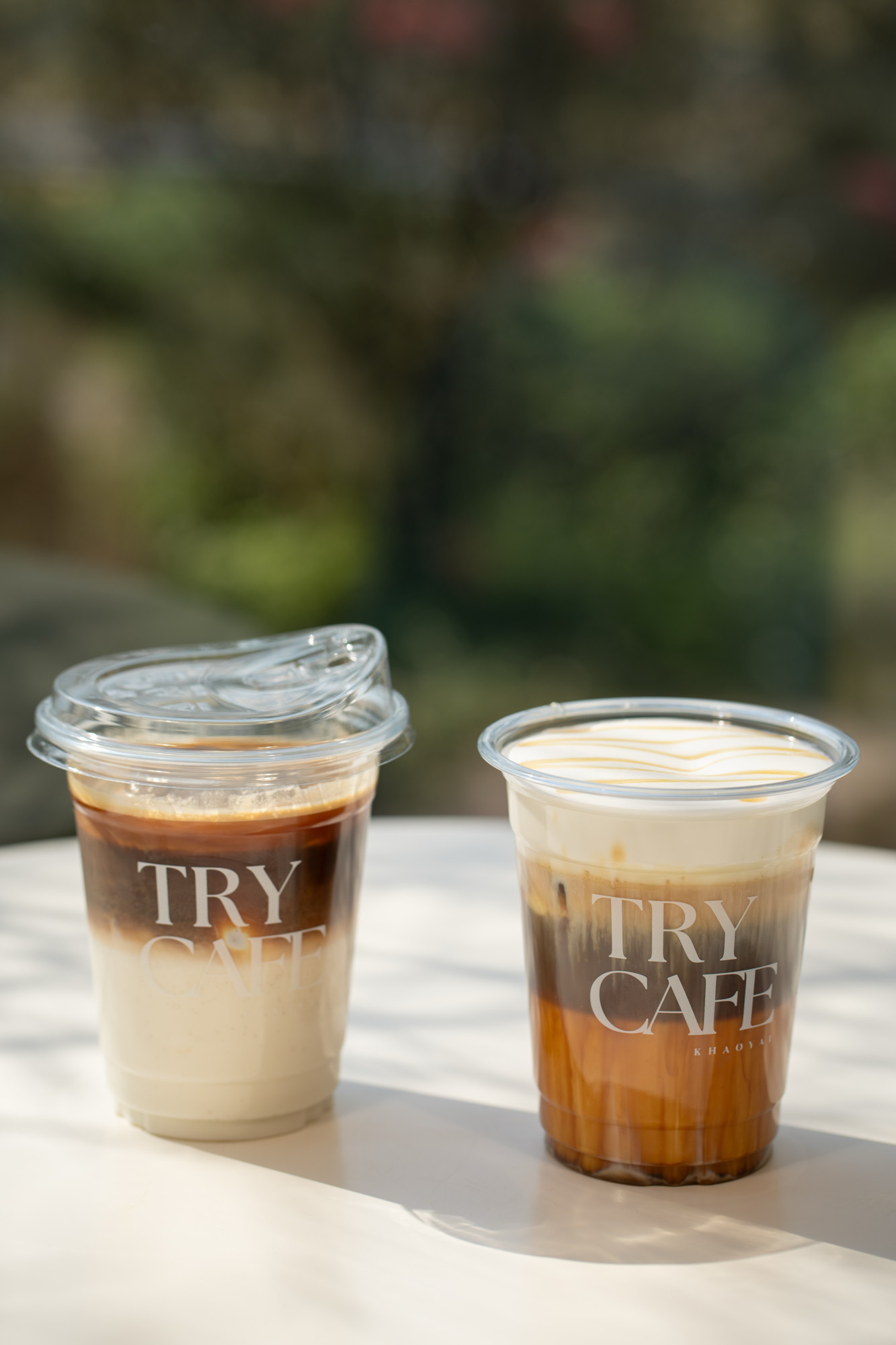 Iced latte in Try Cafe cup