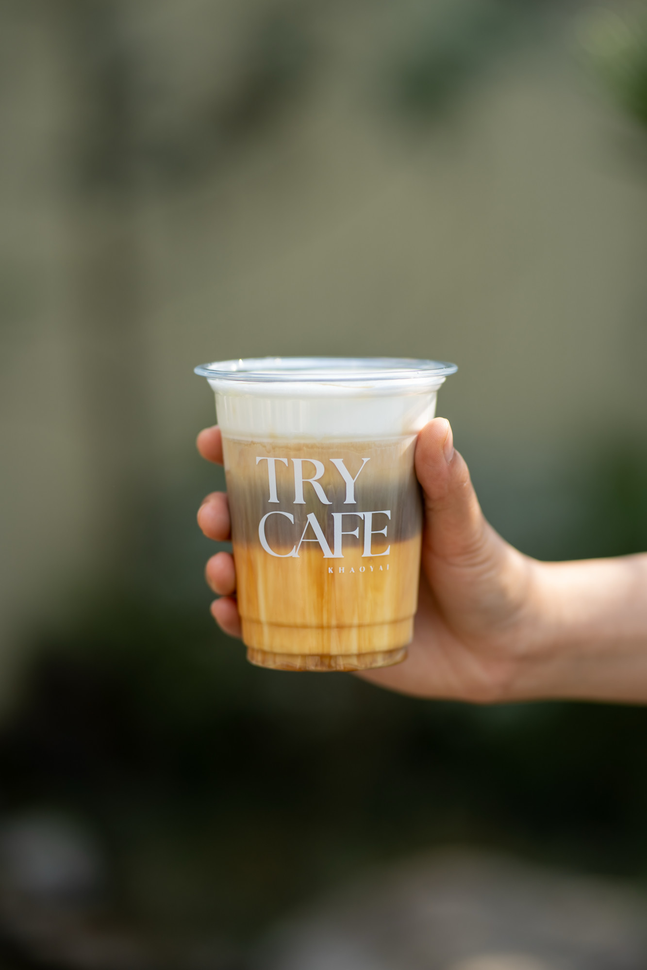 Iced caramel macchiato in Try Cafe cup