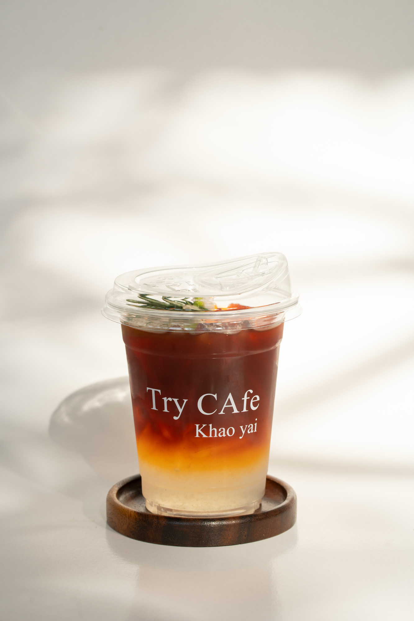 Matcha latte in hand at Try Cafe