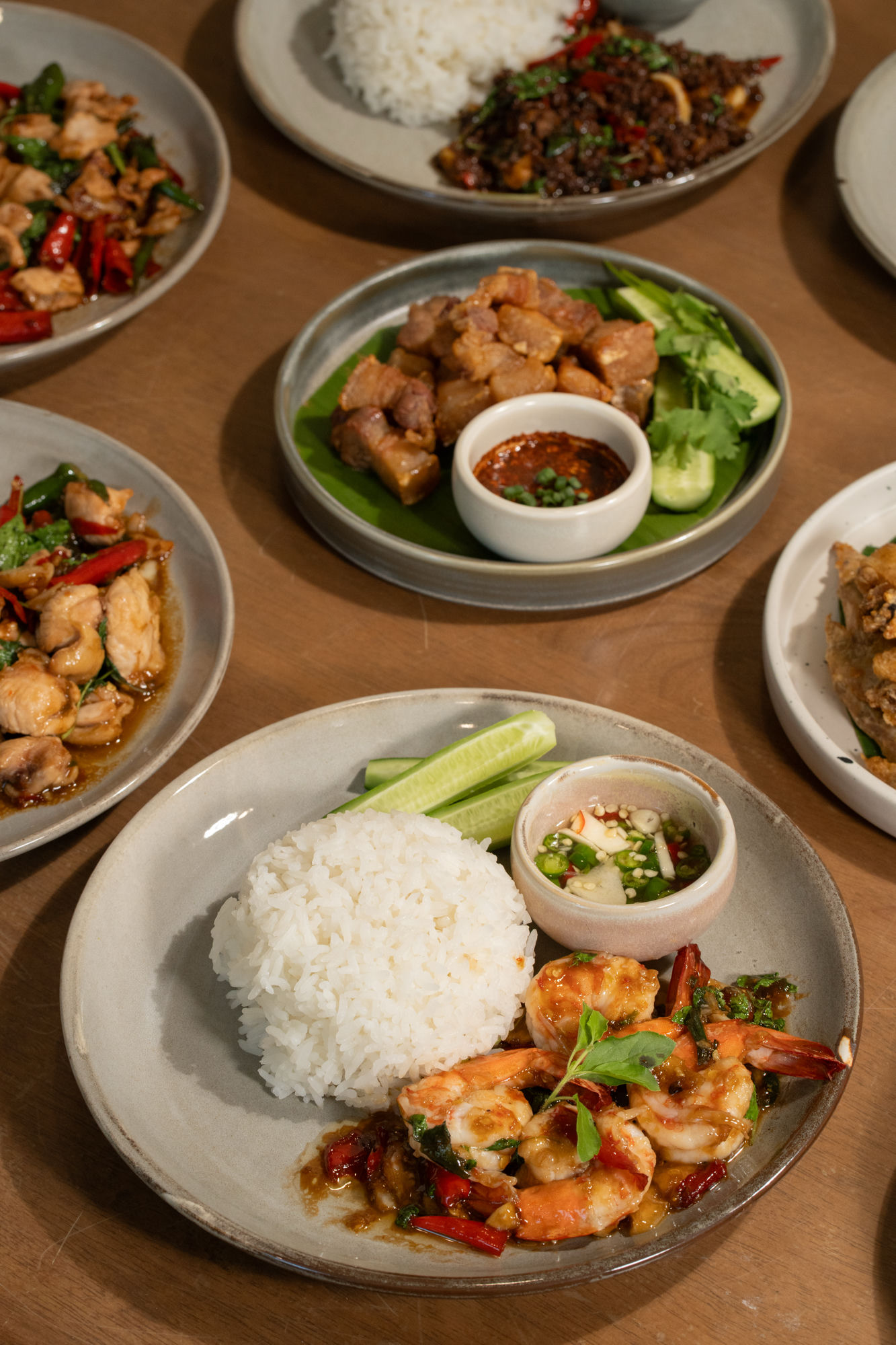 Stir-fried basil beef and basil chicken with rice